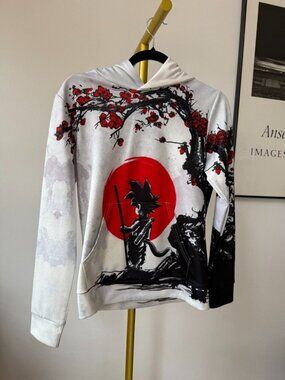 Dragon Ball Z Goku Red Cherry Blossom Tree Anime Hoodie Sweater Youth XL 1198